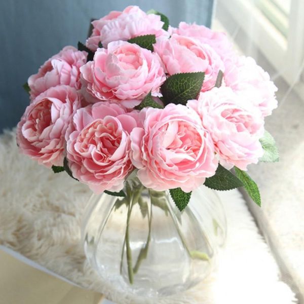 

silk roses white artificial flowers peony for home decoration pink peony fake flowers diy wedding decor wall flores