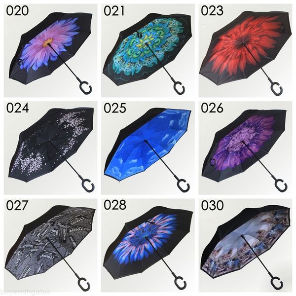 

63 colors c handle inverted umbrellas non automatic protection sunny umbrella paraguas rain reverse umbrella special design wholesale