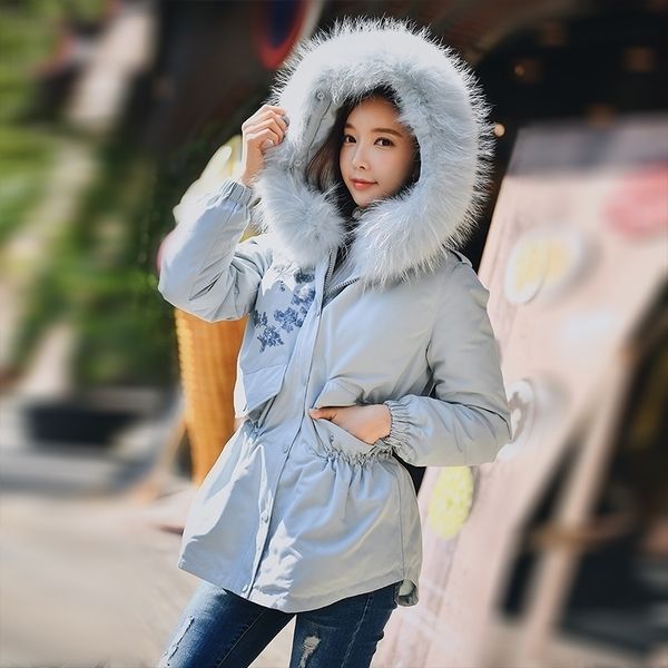 Dabuwawa Raccoon Pele Cabana Down Casaco Feminino Inverno Quente Espesso Branco Duck Down Casacos Casacos Casacos Outerwear Overwear DN1DDW029 201029