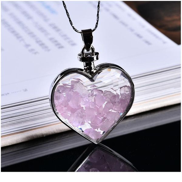 

natural love wishing bottle pendant reiki necklace natural stone crush pendant romantic love birth qylire, Black