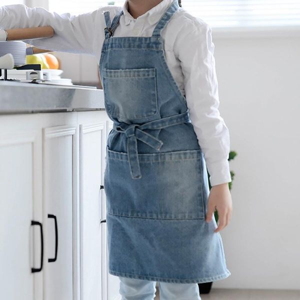

aprons kids black blue denim bib apron children school painting craft diy class drawing home party baking cooking gardening clothes e85