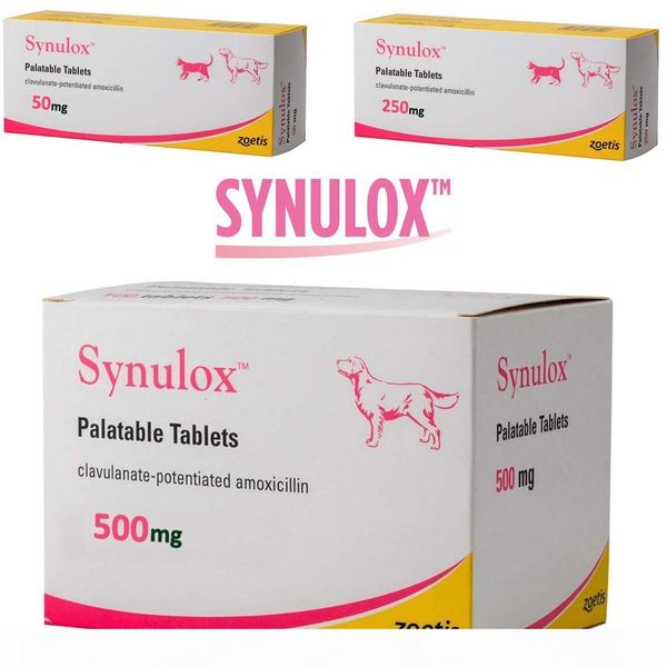 

synulox 50mg 250mg 500mg palatable tablets for dog & cat