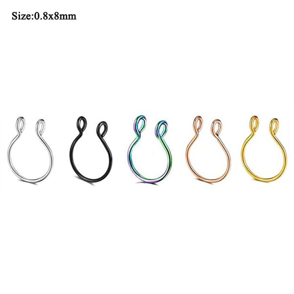 

1pc fake nose ring spring clip on earrings u shaped nose hoop septum rings stealth hoop lip ring helix ring no q sqcaxn, Silver
