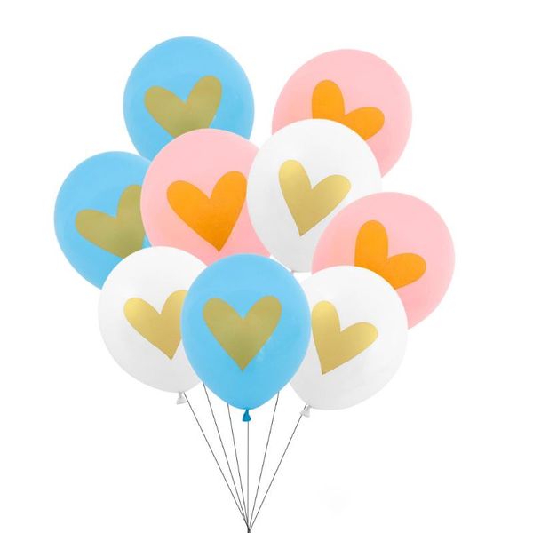

party decoration 5/10pcs 10inch heart printed latex balloons gold pattern for birthday wedding kid baby shower boy girl supplies