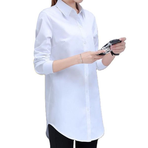 

2021 new korean office ladies elegant shirt blouse women fashion button up shirt vintage white long sleeve shirts s-5xl