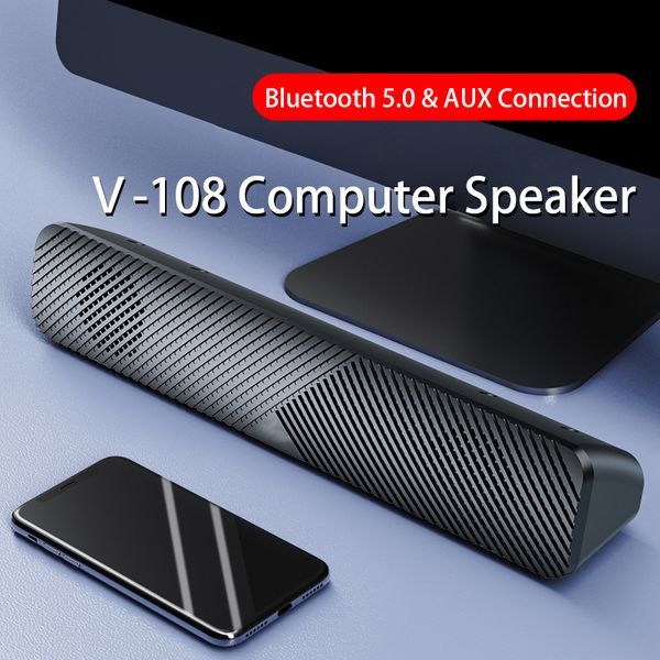 

v-108 tv soundbar wireless bluetooth speaker для домашнего кинотеатра aux bass сабвуфер sound bar проводная компьютерная настольные спикеры