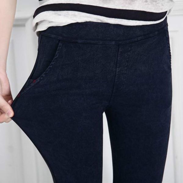 

women skinny jeans 2018 spring autumn fashion female washed elastic denim trousers pencil slim pants imitation jean1, Blue