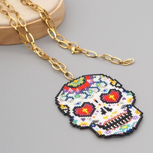 

go2boho черепа кулон ожерелья дамы миюки halloween ожерелье для женщин ювелирные изделия 2020 мода из нержавеющей стали цепи collares wmtbaa, Bronze;silver