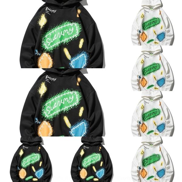 

mkh0m мода бренд мужской свободный свитер coathooded свитер случайный большой стиль граффити размер пальто молодежи плюс бархатном пальто дл, Black