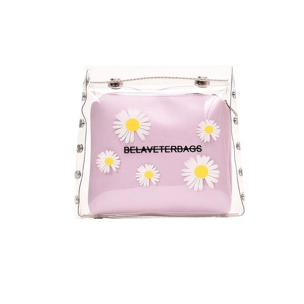

transparent bag female 2020 new net red daisy chain pvc jelly bag wild shoulder messenger small square transparent