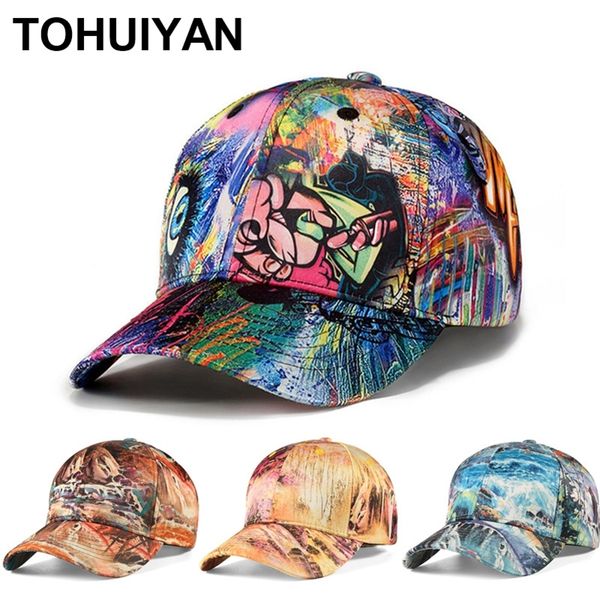 

tohuiyan граффити печатные бейсболки мужчины хип-хоп шапки мода gorras snapback hat unisex регулируемый спортивные шапки для женщин 201027, Blue;gray
