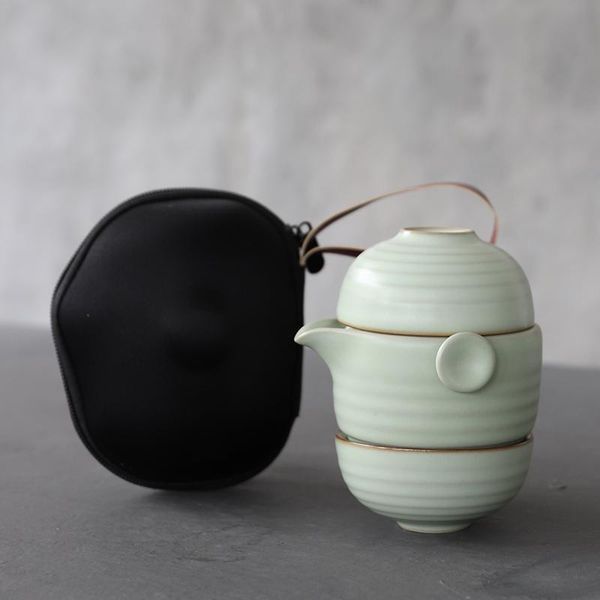 

luwu ceramic teapot with 2 cups portable travel tea set chinese kung fu tea sets bbykwk
