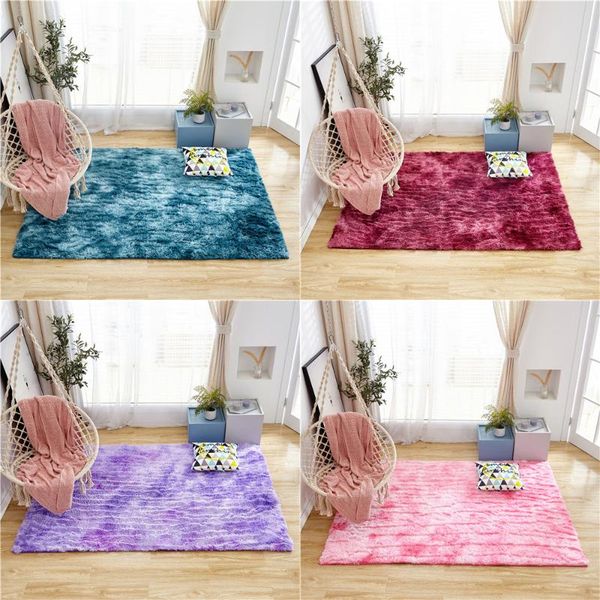 

gradient color living room carpet european long hair fashion bedroom mat bay window bedside blanket washable personality rug