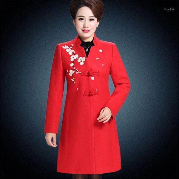 

plus size 5xl 2020 ladies casual wool coat new winter wool coat embroidered girl plum1, Black