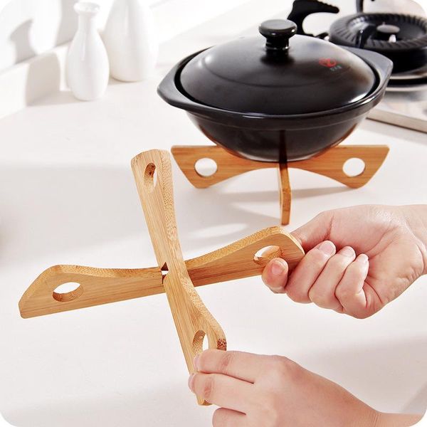 

mats & pads kitchen wood tray rack detachable table mat accessories cozinha pot dish potholders gadget holder steaming stand