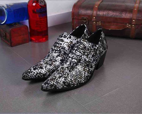 

luxury pointed toe man alligator banquet oxfords patent leather high heels men's formal dress wedding shoes h229, Black