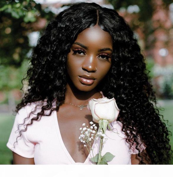 

curly full lace human hair wigs pre plucked bleached knots brazilian remy hair lace wig with baby hair natural black color, Black;brown