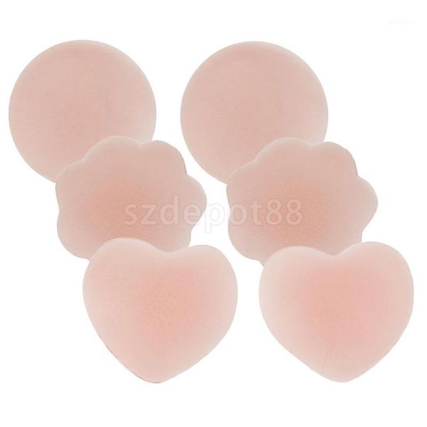 

3pairs silicone nipple covers self adhensive nipple pasties invisible breast round petal heart1, Black;white