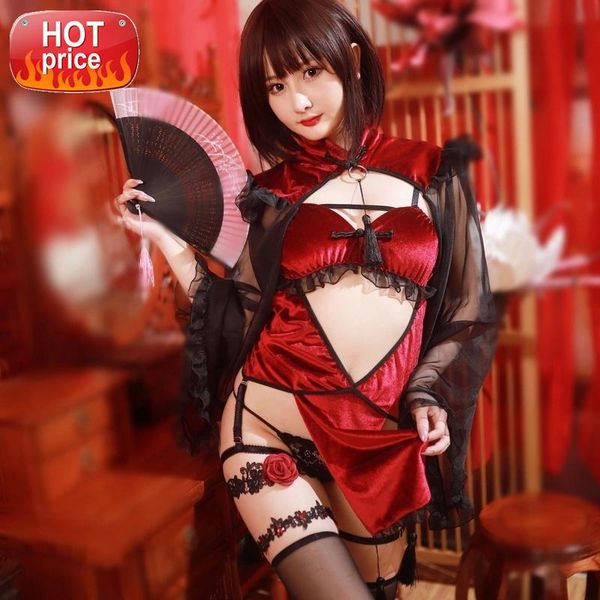 

Sexy Lingerie Cheongsam Performance for Party Halloween Girls Witch Vampire Cosplay Costumes Anime Panties Cow Cosplay Clothes #Wf1y, Black;white