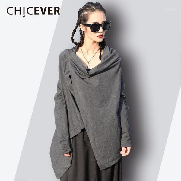 

chicever irregular female t-shirt 2020 summer astmmetrical batwing sleeve loose women's clothing summer streetwear fashion1, White