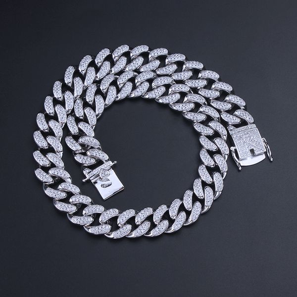 

hip hop jewelry mens 14k gold chains iced out cuban link luxury designer diamond necklace statement rapper real hiphop men accessories bling, Silver