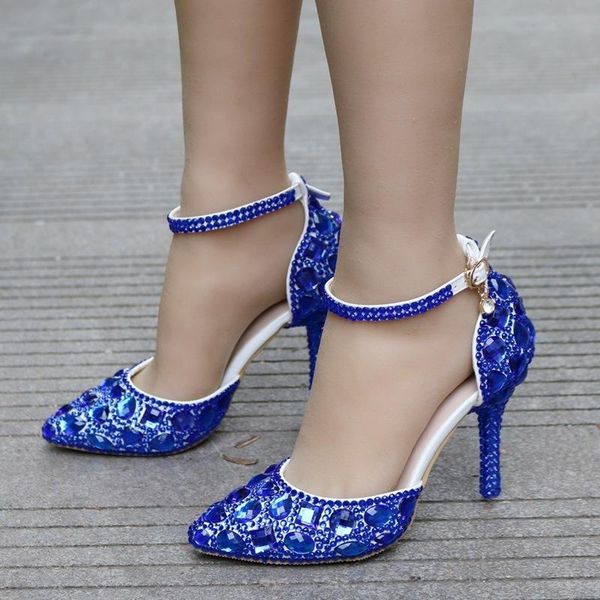 

2021 fashion women pumps shoes dress blue hollow buckle strap pointed toe thin heels 9.5cm delicate sweet wedding high heel shoe, Black