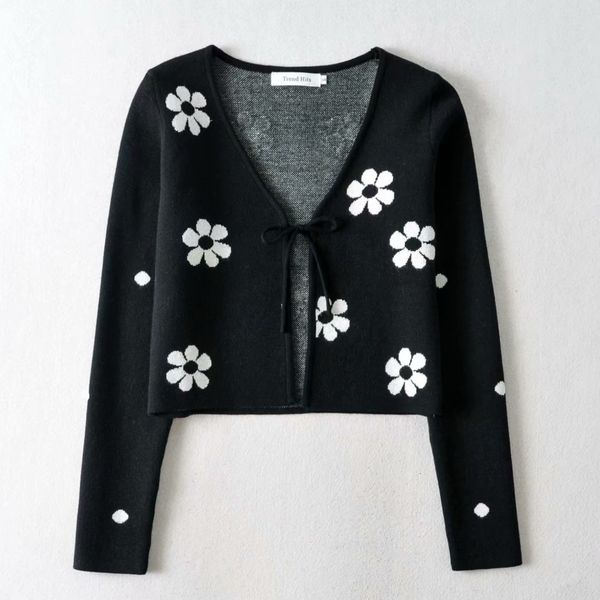 

2021 new wholesale in europe and the fall five-color printing joker long sleeve lace cardigan brief paragraph coat gdyu, White;black