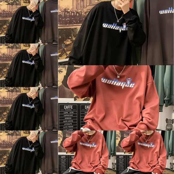 

новая осень 2020 hong kong стиль модный свитер мужской корейский онлайн красный свитер головной убор головной убор headdressbf loverssimple, Black