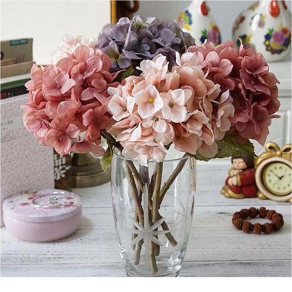 

1 bundle artificial flowers hydrangea branch home wedding decor autum silk plastic flower fake flow jllwon