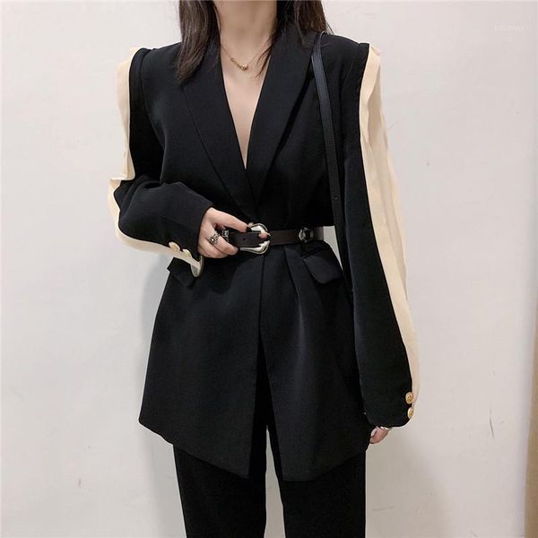 

2020 new winter ladies coat stitching women overcoat casual fashion elegant slim fit female outerwear1, White;black
