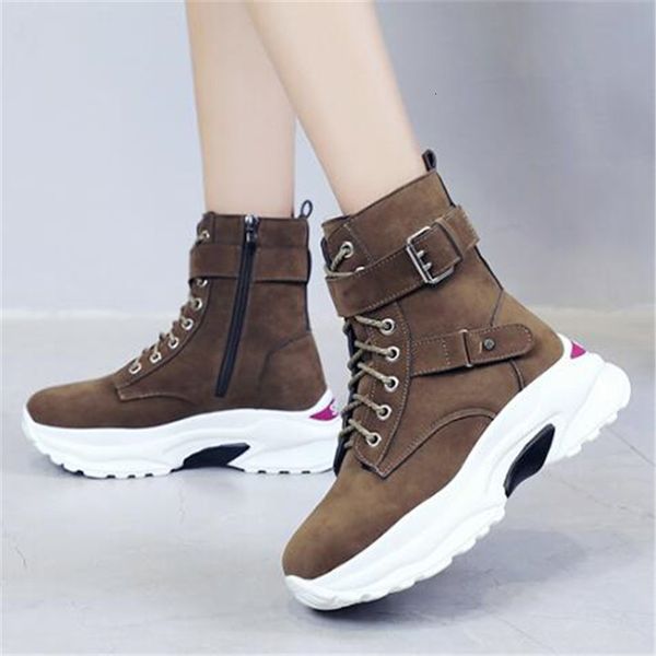 

warm 2021 new dress wholesale winter female boots lace to thick buckle sole woman shoes cjrw, Black