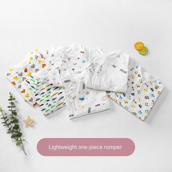 

jumpsuits 2021 summer baby cotton one-piece suit short sleeve born crawling clothes romper1, Blue