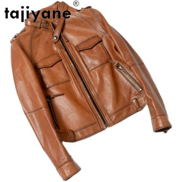 

tajiyane 2021 real leather clothes for women genuine sheepskin jackets womens 100% sheepskin coats vintage mujer chaqueta tn1998, Black