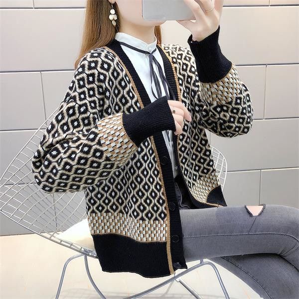 

womens sweaters 2023 luxury embroidery cardigan stitching 7 colors streetwear comfortable knitted size s-2xl, White;black