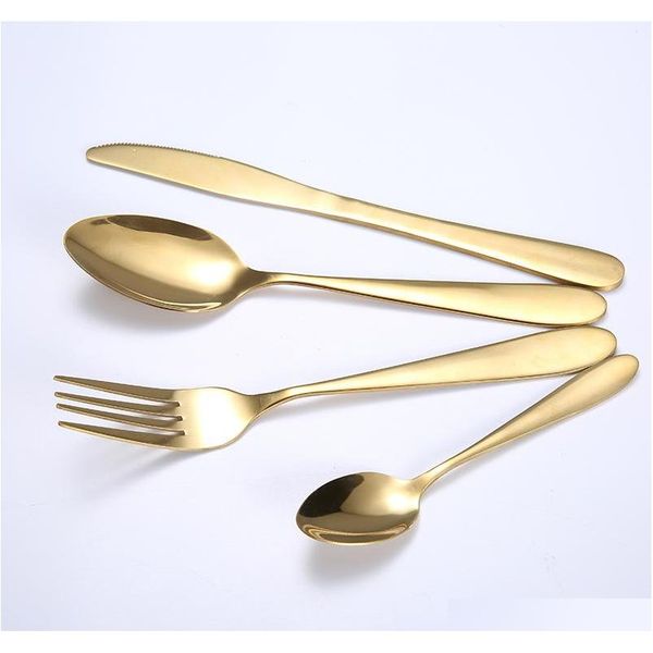 

fork spoon steak travel dinnerware set 4pcs/set gold cutlery knife flatware set stainless steel tableware wester jllkin sinabag