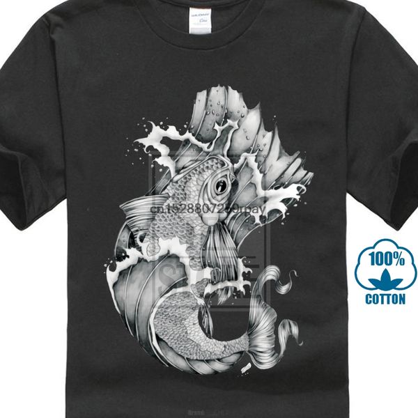 

koi татуировки стиль art men black carp лаки рыба аниме одежда летняя мужская хлопок s балахон дизайнеров футболки толстовка