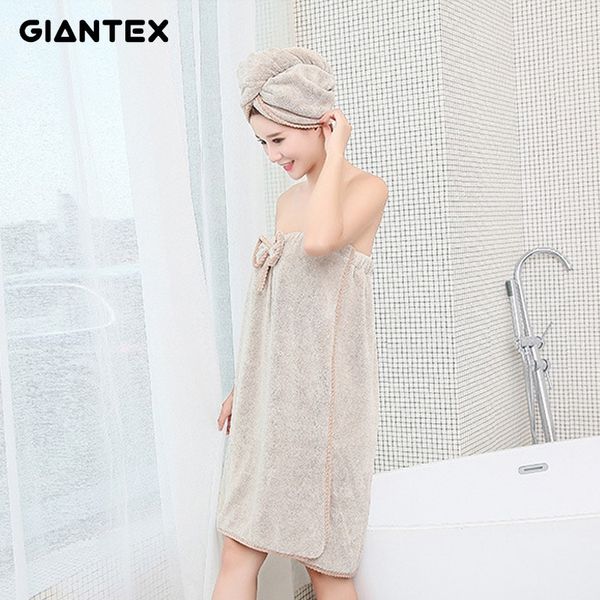 Giantex Women Ванная комната Микрофибры Ванна Полотенца для взрослых Баня Дома для волос Набор для волос для волос Serviette de Bain Toallas de Ducha Badhanddoek Y200428