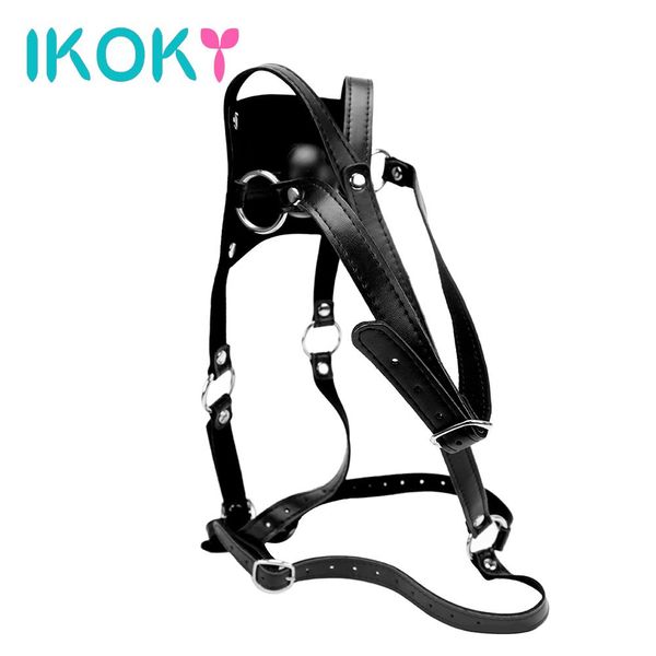

leather erotic head for open s924 gag mouth couples toys bondage restraints fetish slave ikoky s924 pqvg toys mask black erotic harness