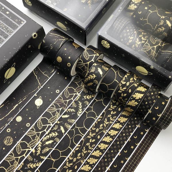 10 Pz/set Nero Nastro Washi Oro Vintage Galaxy Nastro Adesivo Carino Nastro Adesivo Decorativo Adesivo Scrapbooking Diario di Cancelleria