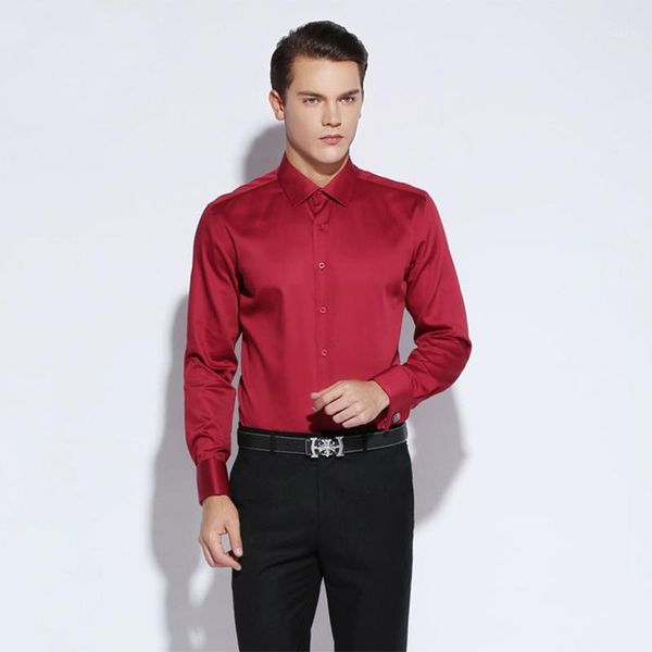 

2020 man's fashion shirt soild cotton long sleeves shirt for men formal shirts cufflinks business dress shirts1, White;black