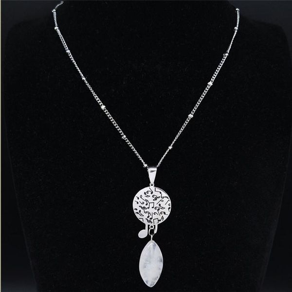 

2020 fashion pink crystal stainless steel necklace for women silver color note statement necklace jewelry cadenas mujer n3703s02