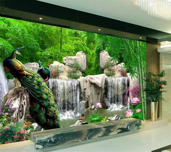 

mural custom wallpaper 3d p murals bamboo rockery peacock fresh living room bedroom tv background wallpaper for walls 3 d1