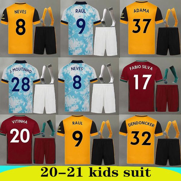 

2020 2021 wolves soccer jersey 20 21 neves raul adama diogo j. coady neto podence doherty boly j.otto home away 3rd kids kit football shirt, Black;yellow