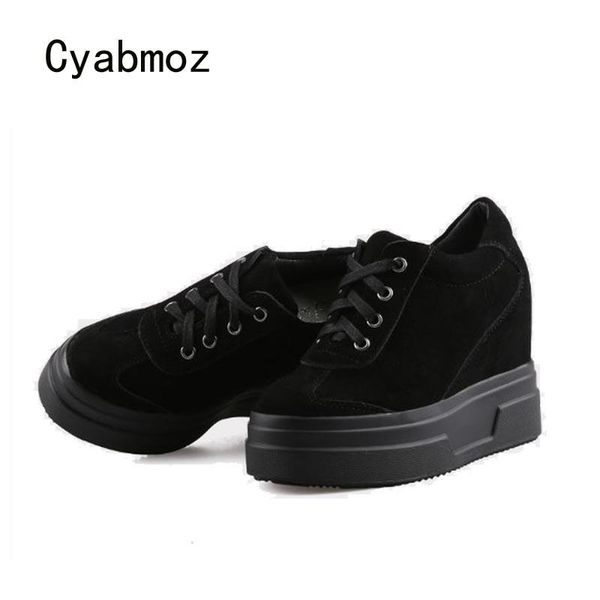

cyabmoz women height increasing shoes hidden high heels sneakers woman pumps platform party shoes zapatos mujer tenis feminino, Black