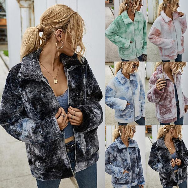 

women winter outwear jacket overcoats thick female fur coat warm long sleeve lapel fluffy female faux fur coat with pockets, Black
