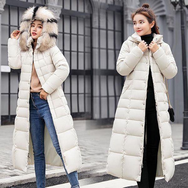 

winter 2021 thickening warm women's cotton padded jacket long jacket women's windbreaker coat with belt and parka coat1, Black