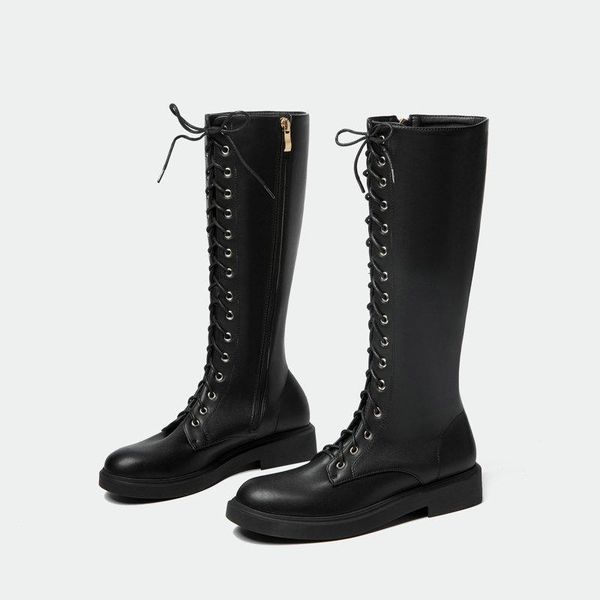 

boots knight ladies leather high low heels autumn shoes black riding 20211