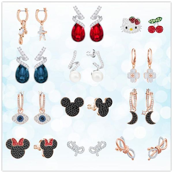 

swa 925 sterling silver ladies earrings 2019 new jewelry trend fashion european and american style holiday gift1, Golden;silver