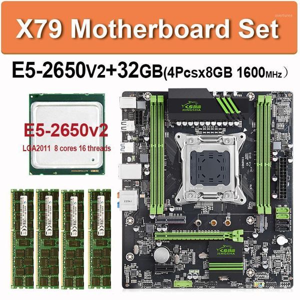 

x79 motherboard set with lga2011 combos xeon e5 2650 v2 cpu 4pcs gb = 32gb memory ddr3 ram 1600mhz pc3 four channels sata3.01