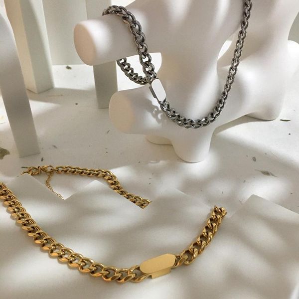 

chains monlansher gold silver color thick chain chokers geometric metal pendant necklace hip hop statement fashion street style jewelry